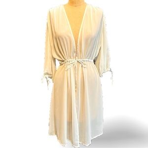 VINTAGE Oscar de‎ la Renta sheer wrap blouse Peignoir robe belted waist 80s 90s